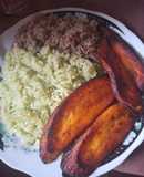 ARROZ VERDE, CARNE LICUADA Y TAJADAS DE MADURO!