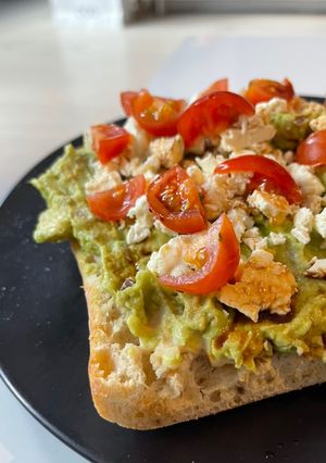 A picture of Smash Avocado on Ciabatta.