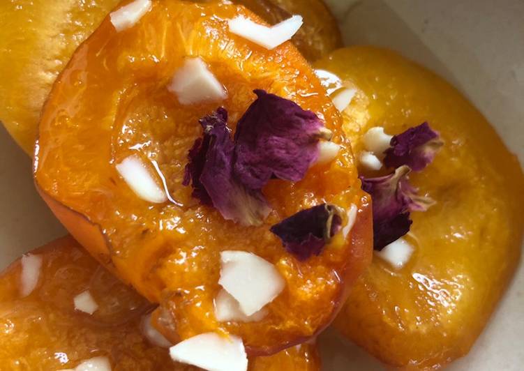 Baked apricots with rose water and cardamom