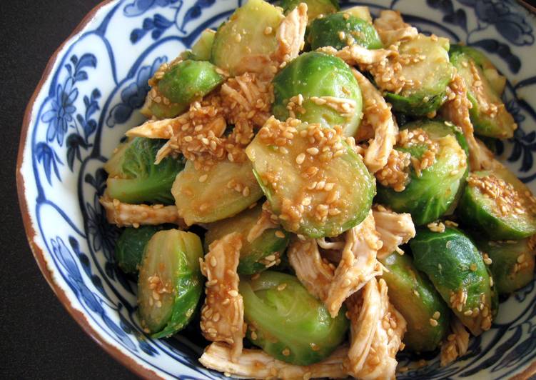 Easiest Way to Prepare Homemade ‘Gomamiso-ae’ Brussels Sprouts &amp; Chicken