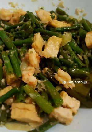 Foto resep Oseng kacang panjang tahu udang