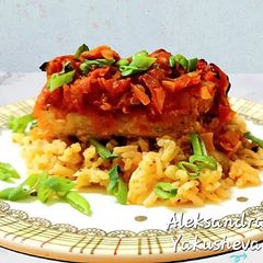 A picture of Whiting fish in tomato sauce.