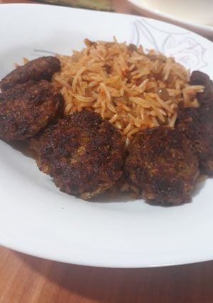 عکسی از دستور عدس پلو با کتلت گوشت
