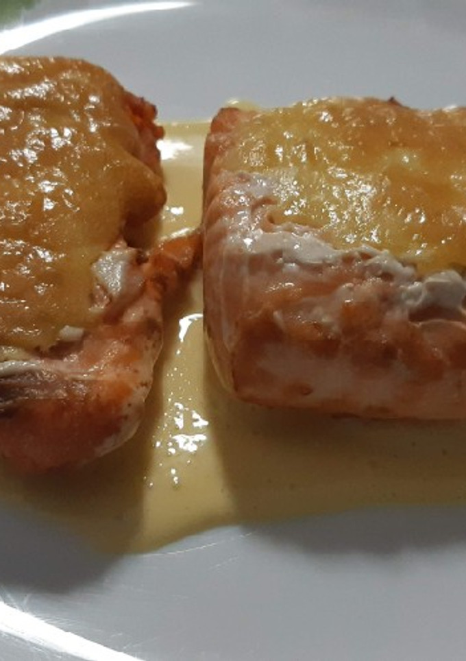 Una foto de Salmón en airfryer con mahonesa de ajo