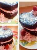 Corazones de chocolate y frambuesas