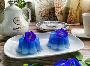 Gambar Agar-agar Santan Bunga Biru Telang