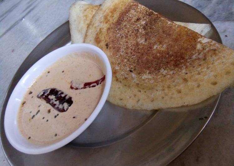 Recipe of Ultimate Andhra Style Dosa with GroundNut Chutney