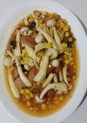 Foto resep Tumis jamur shimeji jagung saus lemon