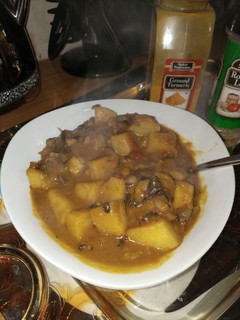 A picture of Yam pottage with beans.