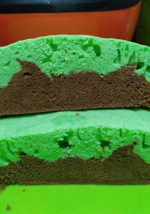 Foto resep Bolu kukus pandan cokelat gluten free moist empuk