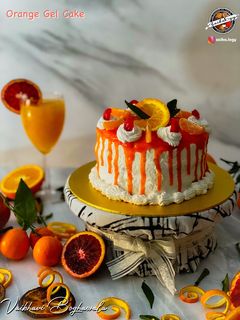 ઓરેન્જ જેલ કેક (એગલેસ) રેસીપી મુખ્ય ફોટો