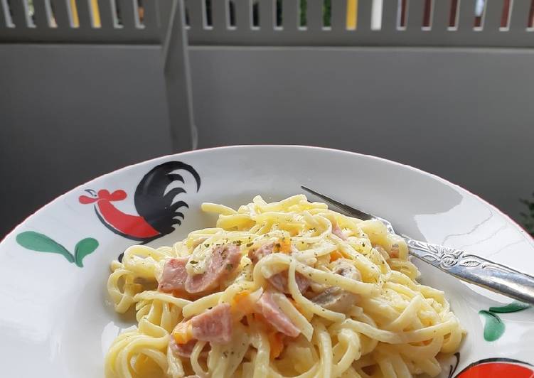 Resep Fettucini carbonara Anti Gagal