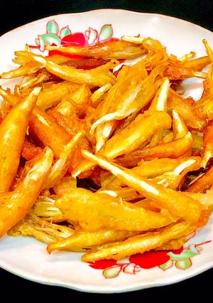 Hình của món Bông Chuối Lăn Bột - Cá Cơm Lăn Bột Chay.