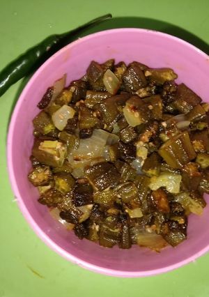 A picture of Lady finger(bhindi)veg.