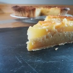 Pear and almond tart A picture of Pear and almond tart.