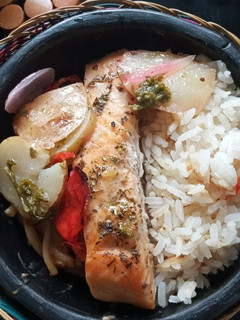 Una foto de Salmón al horno