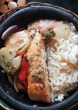 Una foto de Salmón al horno