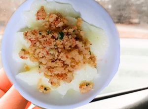 Hình của món Ăn dặm: bánh đúc mặn topping tôm (đặc sản miền tây).
