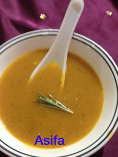 A picture of Pumpkin Rosemerry soup.