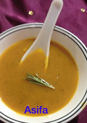 A picture of Pumpkin Rosemerry soup.