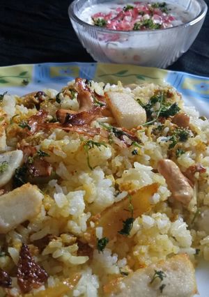 A picture of Hydrabadi biryani.