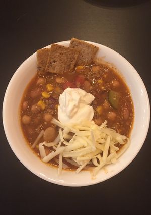A picture of Mexican ground beef soup.