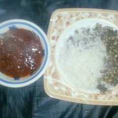 A picture of Bean rice and stew.