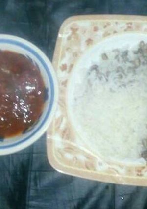 A picture of Bean rice and stew.