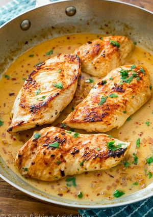 A picture of Skillet Chicken with Creamy Cilantro Lime Sauce.