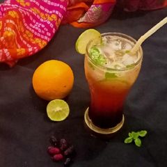 Mulberry Orange Sunset layered Mocktail A picture of Mulberry Orange Sunset layered Mocktail.