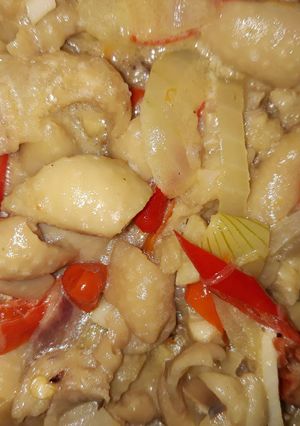 Foto resep Spicy Creamy Skin Chiken alias kulit ayam pedas santan 🤣