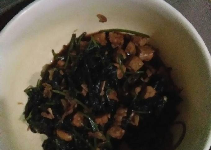 Cara Bikin Tumis tempe daun ubi kecap Untuk Jualan