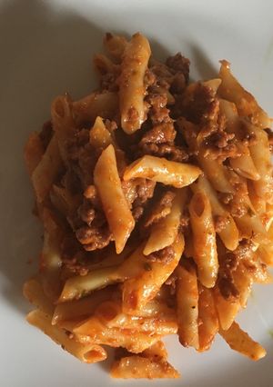 A picture of Macaroni with Ground Beef and Chorizo.