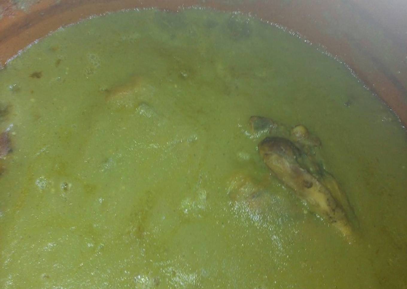 Pollo en salsa verde con nopales a la Mario, s