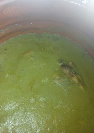 Una foto de Pollo en salsa verde con nopales a la Mario, s
