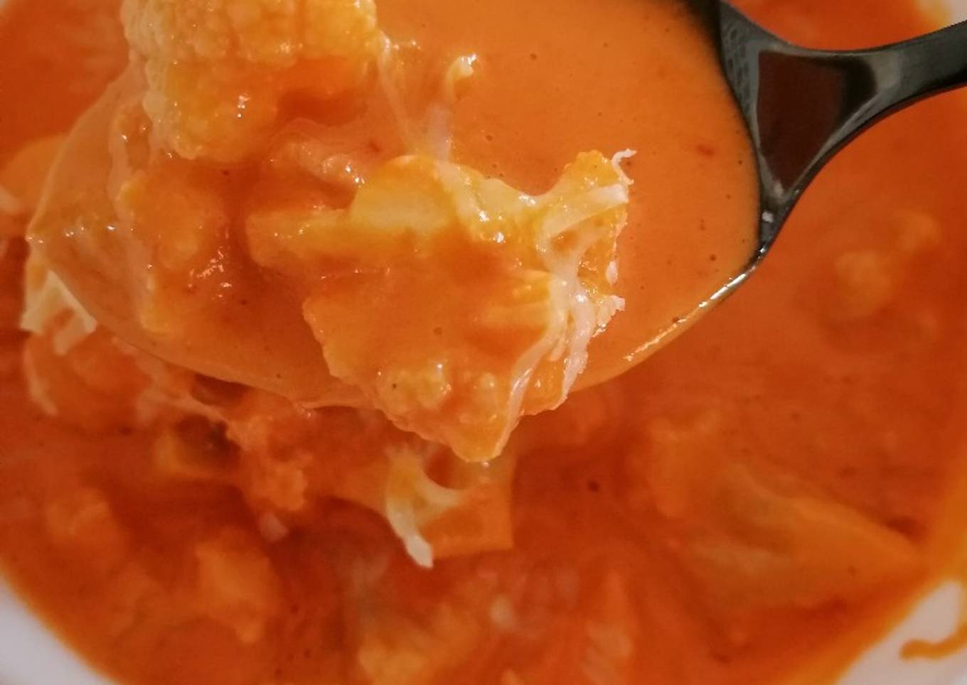 Coliflor en salsa de pimiento 🍲🧡(apta para keto)