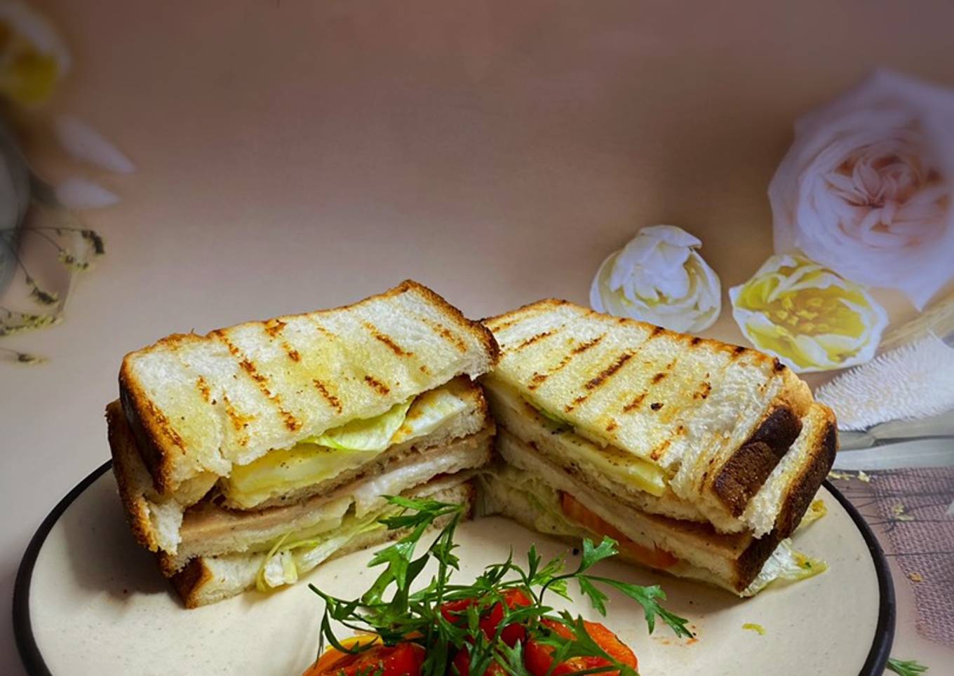 Egg Chicken Club Sandwich