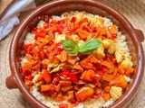 Couscous de verduras y pollo en freidora de aire