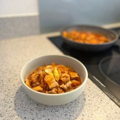A picture of Stir fry pork belly kimchi.
