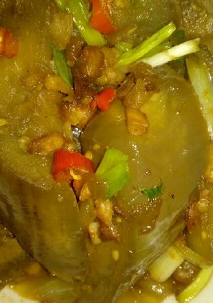 Hình của món Cà tím xào tôm khô.
