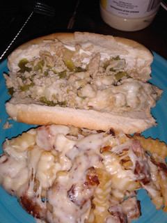 A picture of Chicken steak and cheese subs.