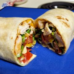 A picture of Grilled Mediterranean Chicken wraps.