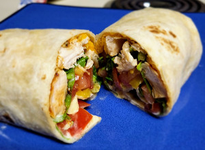 A picture of Grilled Mediterranean Chicken wraps.