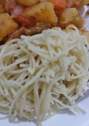 A picture of Boiled spaghetti #themechallenge #pasta.