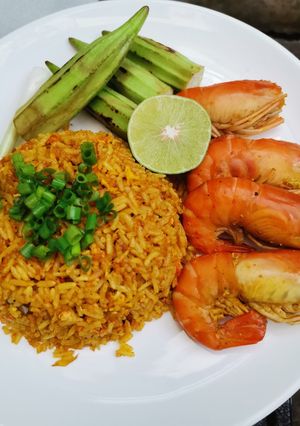 รูปของ ข้าวผัดกุ้งใส่เครื่องเทศอินเดีย