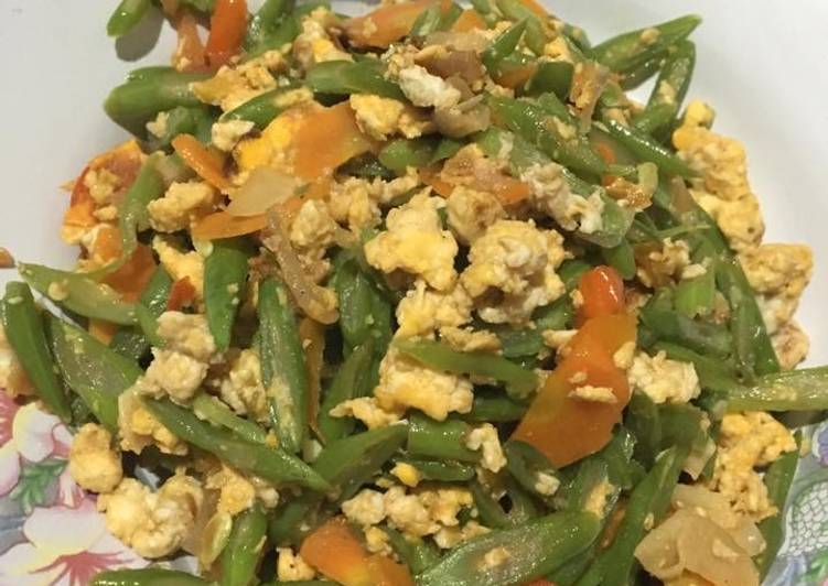 Cara Gampang Menyiapkan Tumis Buncis wortel orak arik telur simple untuk sahur😉 Lezat