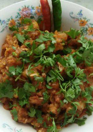 A picture of Baingan ka bharta.