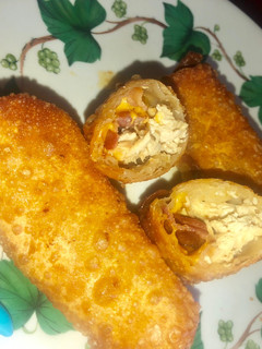 A picture of Chicken bacon cheddar ranch egg rolls.
