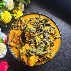 A picture of Bitterleaf & Cocoyam Soup (Ofe Onugbu) – Nigerian Soup with Stockfish & Palm Nut.