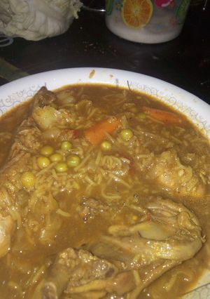A picture of Chicken pasta soup.